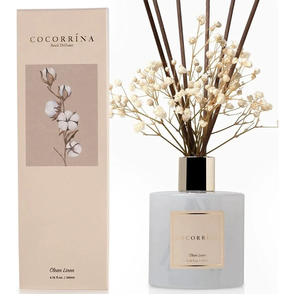 Reed Diffuser Set 6.7 Oz Clean Linen Scented Diffuser with Sticks Home Fragrance